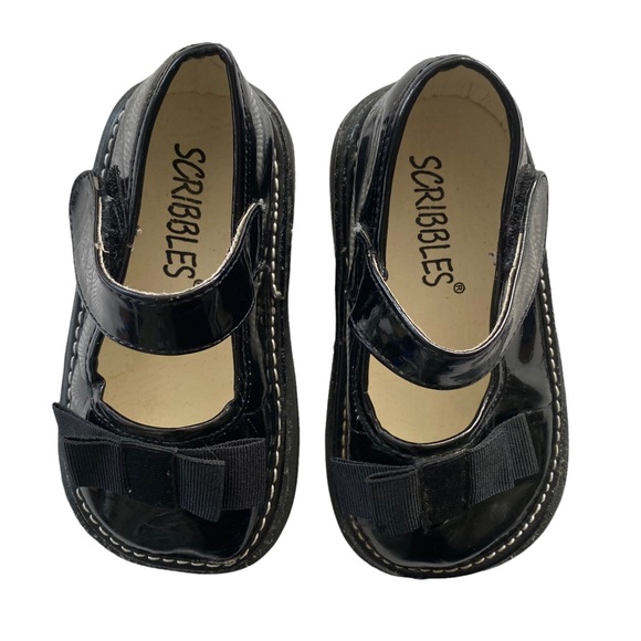 SCRIBBLES Mary Jane Toddler Girl Black Shoes Size 8 - Picture 1 of 8